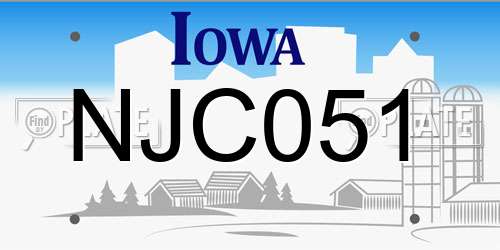 NJC051 Iowa License Plate