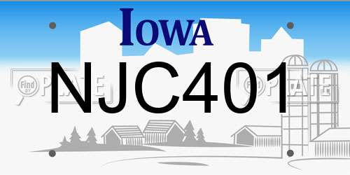NJC401 Iowa License Plate