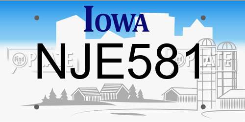 NJE581 Iowa License Plate