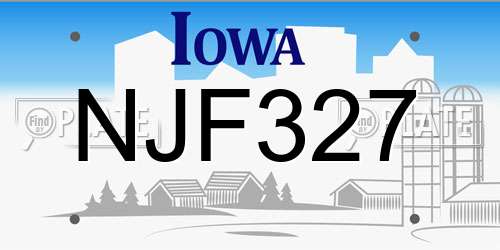 NJF327 Iowa License Plate
