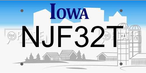 NJF32T Iowa License Plate