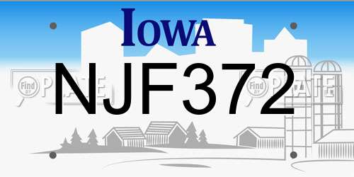 NJF372 Iowa License Plate