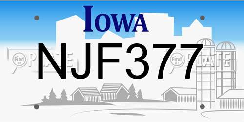 NJF377 Iowa License Plate
