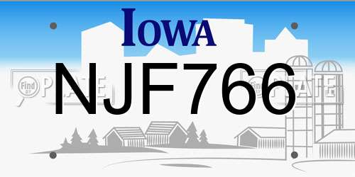 NJF766 Iowa License Plate