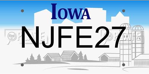 NJFE27 Iowa License Plate