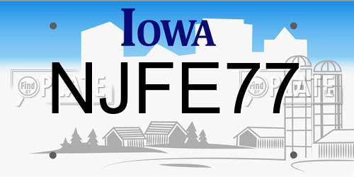 NJFE77 Iowa License Plate