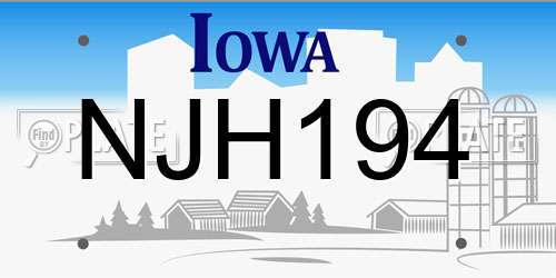 NJH194 Iowa License Plate