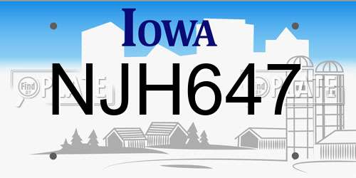NJH647 Iowa License Plate