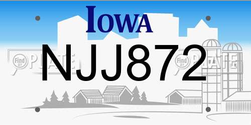 NJJ872 Iowa License Plate