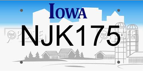NJK175 Iowa License Plate