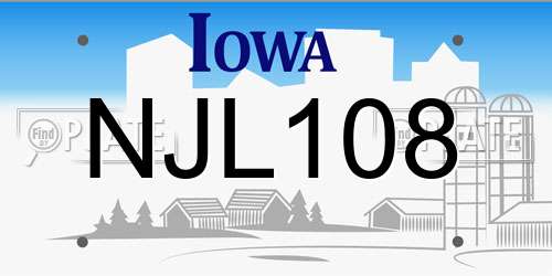 NJL108 Iowa License Plate