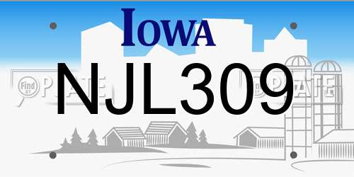 NJL309 Iowa License Plate