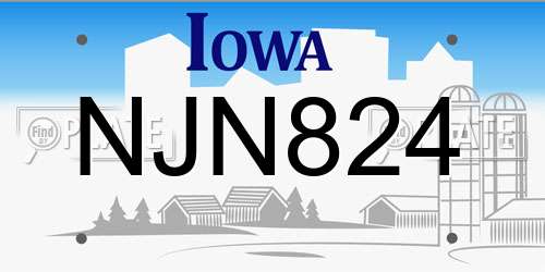NJN824 Iowa License Plate