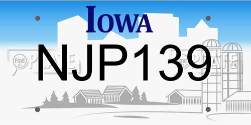 NJP139 Iowa License Plate