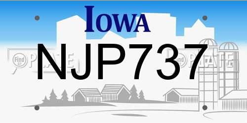 NJP737 Iowa License Plate