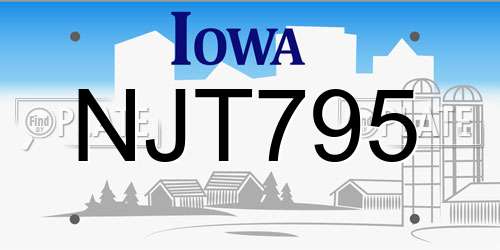 NJT795 Iowa License Plate