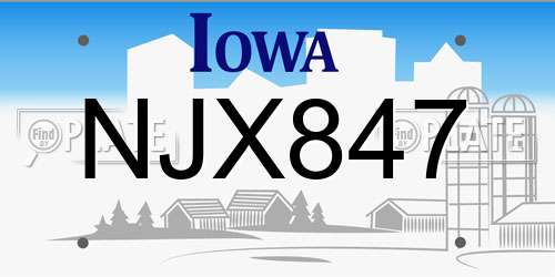 NJX847 Iowa License Plate
