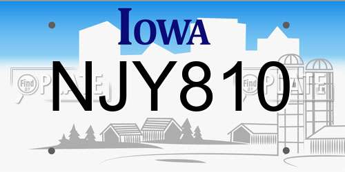NJY810 Iowa License Plate