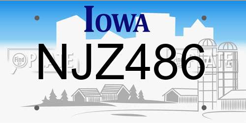 NJZ486 Iowa License Plate