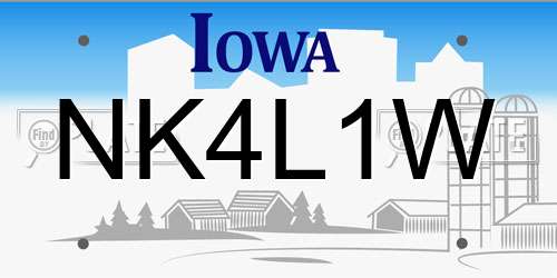 NK4L1W Iowa License Plate