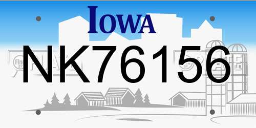 NK76156 Iowa License Plate