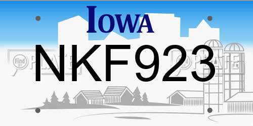 NKF923 Iowa License Plate