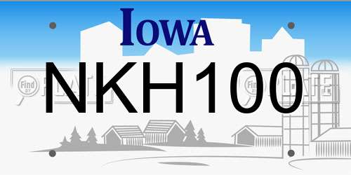 NKH100 Iowa License Plate