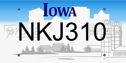 NKJ310 Iowa License Plate