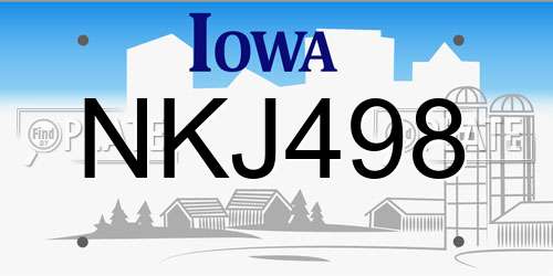 NKJ498 Iowa License Plate