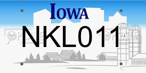 NKL011 Iowa License Plate