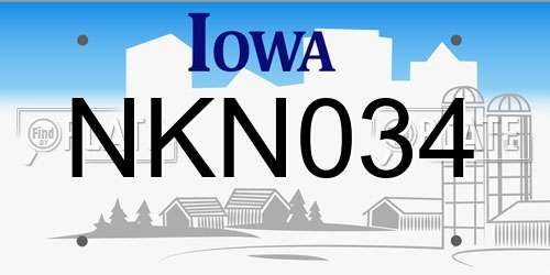 NKN034 Iowa License Plate