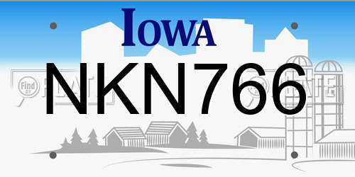 NKN766 Iowa License Plate