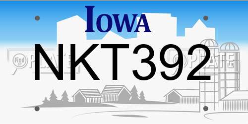 NKT392 Iowa License Plate