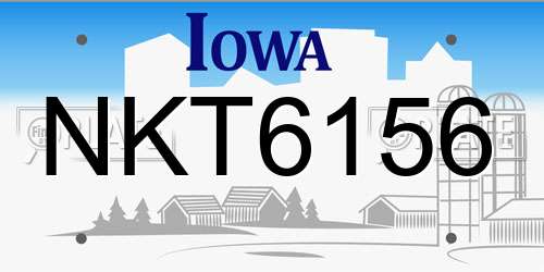 NKT6156 Iowa License Plate