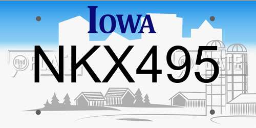 NKX495 Iowa License Plate