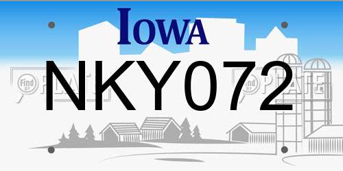 NKY072 Iowa License Plate