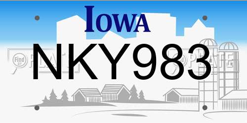 NKY983 Iowa License Plate