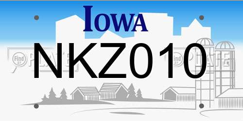 NKZ010 Iowa License Plate