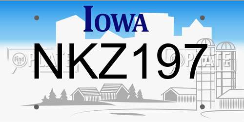 NKZ197 Iowa License Plate