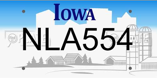 NLA554 Iowa License Plate