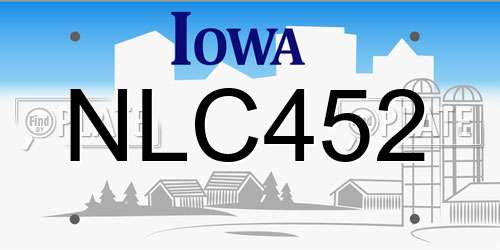 NLC452 Iowa License Plate