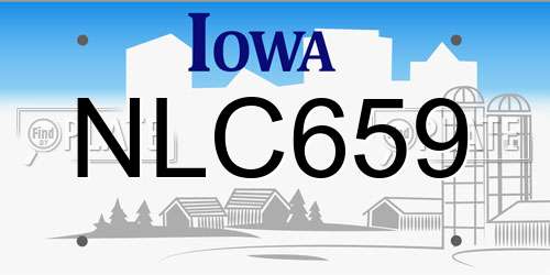 NLC659 Iowa License Plate