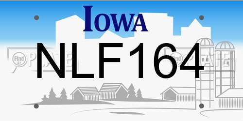 NLF164 Iowa License Plate