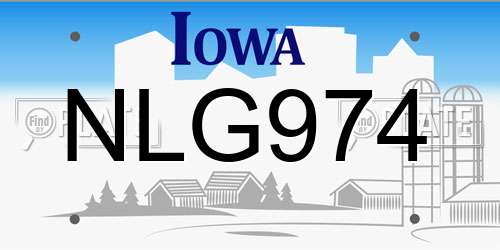 NLG974 Iowa License Plate