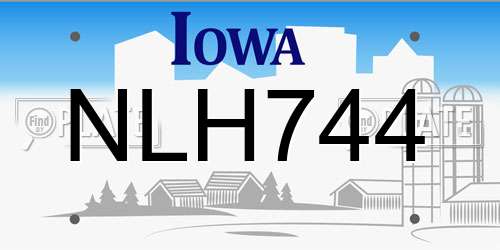 NLH744 Iowa License Plate