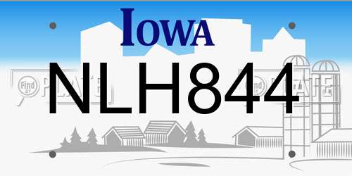 NLH844 Iowa License Plate