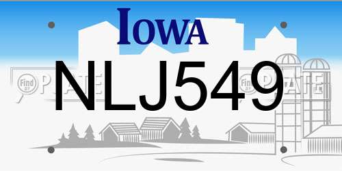 NLJ549 Iowa License Plate