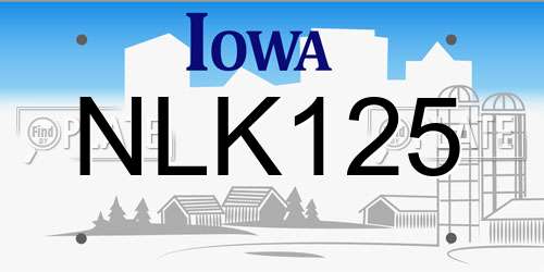 NLK125 Iowa License Plate