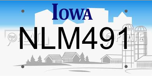 NLM491 Iowa License Plate