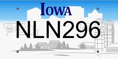 NLN296 Iowa License Plate
